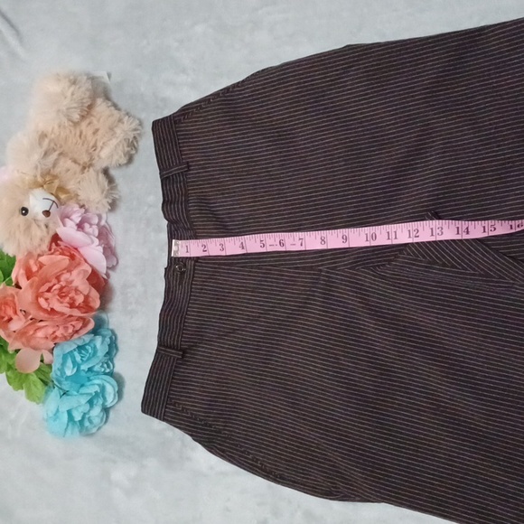 Evan-Picone Stretch Brown Pinstriped Dress Pants High Waist Trousers Size 10. - Picture 10 of 12